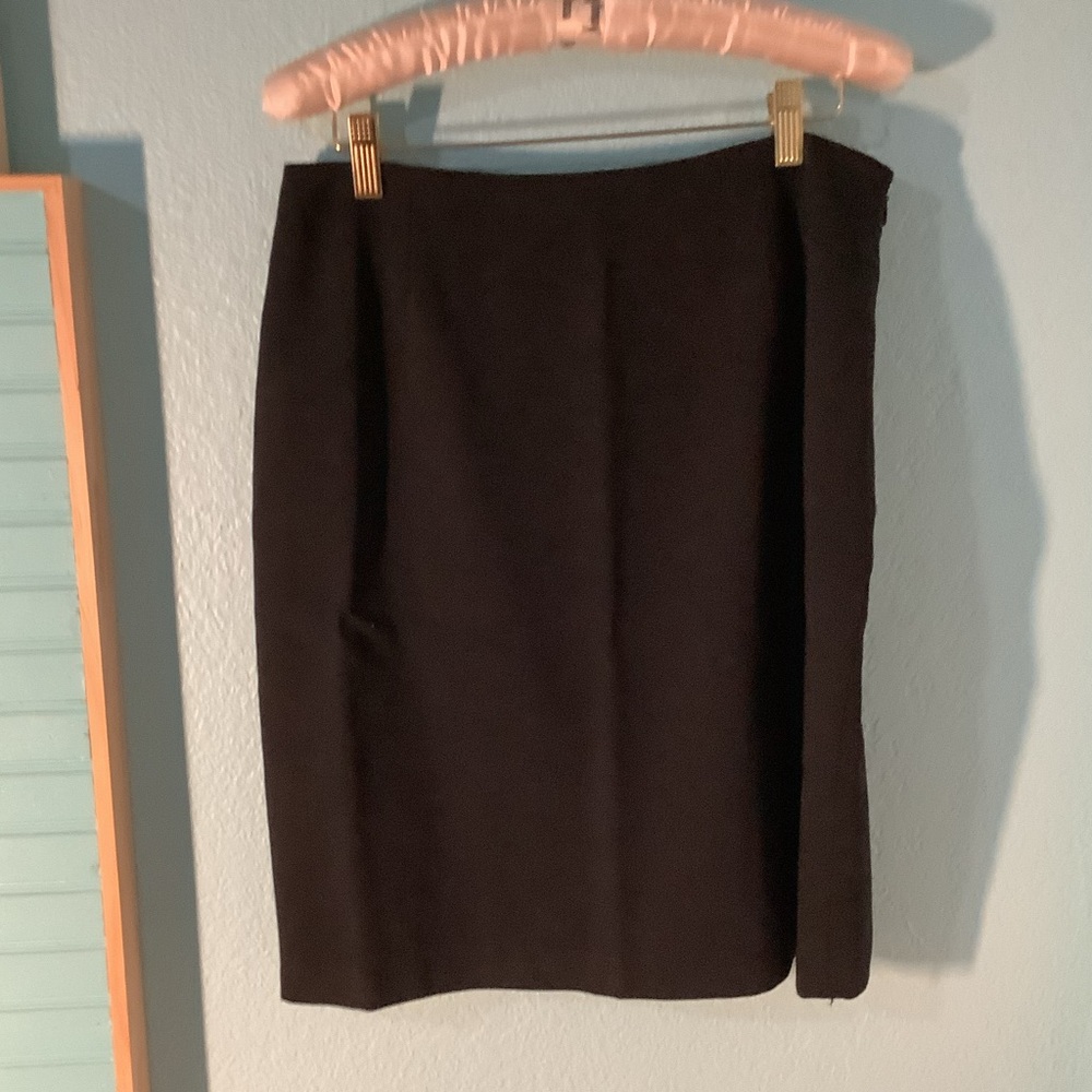 VTG Ralph Lauren Classic Black Midi Length Pencil Skirt 100% Wool USA SZ 10 P